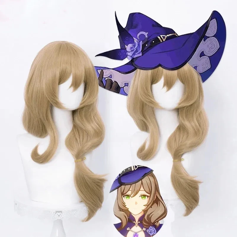 

Game Genshin Impact Lisa Cosplay Wig 65cm Flaxen Long Hair Heat Resistant Synthetic Halloween Party Accessories Props