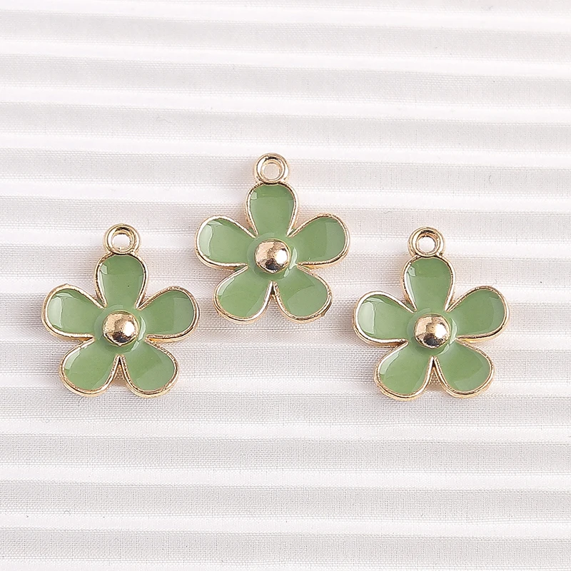 10 Stück 18 x 23 mm niedliche bunte Emaille-Blumen-Charms-Anhänger für Halsketten, Ohrringe, Armbänder, DIY, handgefertigtes Bastelzubehör – Detail 5