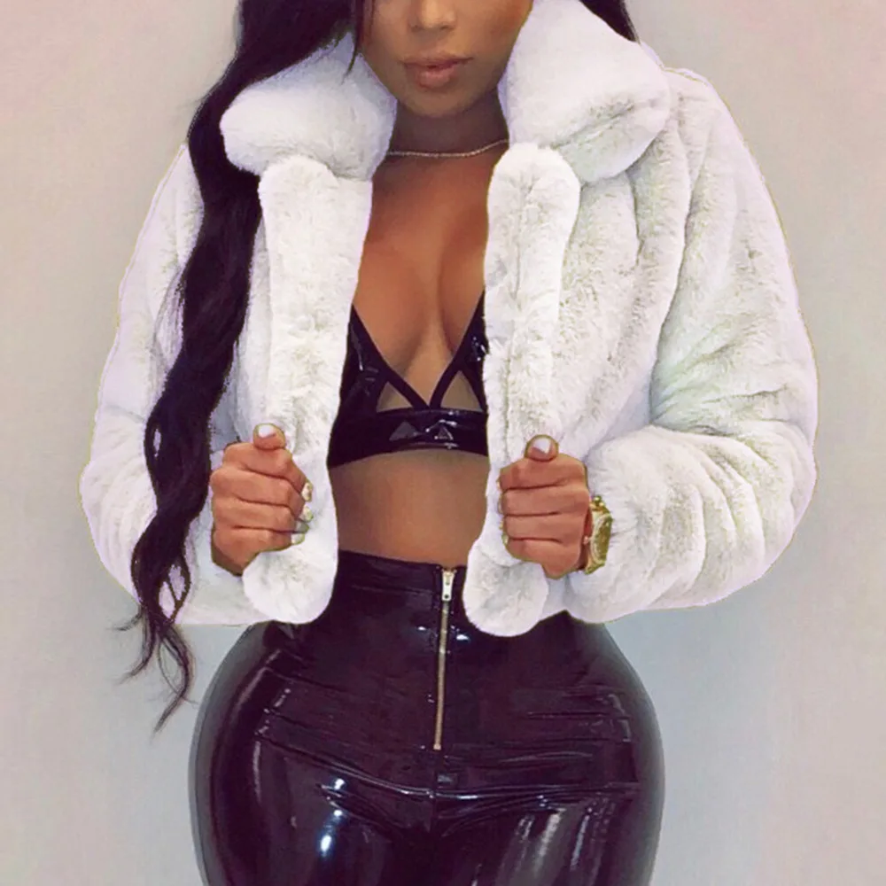 Women Short Coats Turn Down Collar Coat Thick Warm Faux Fur Jackets Y2k Streetwear Elegant Work Solid Outerwear Open Front 2026