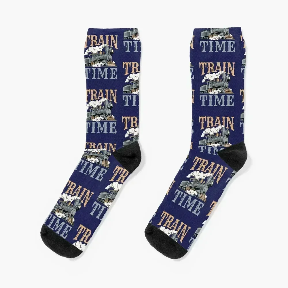 Train Time Model Train Trains Enthusiast Socks anti-slip Lots fashionable Luxury Woman Socks Men's