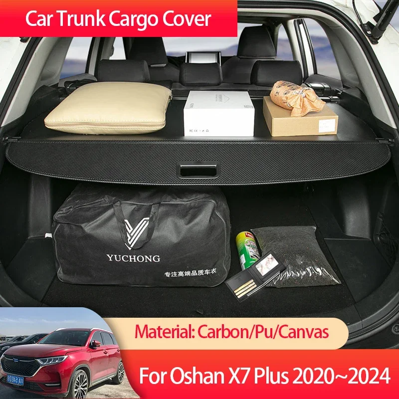 For Oshan X7 Plus 2020 2021 2022 2023 2024 Car Trunk Cargo Cover Luggage Storage Rear Boot Tray  Shielding Shade Auto Parts