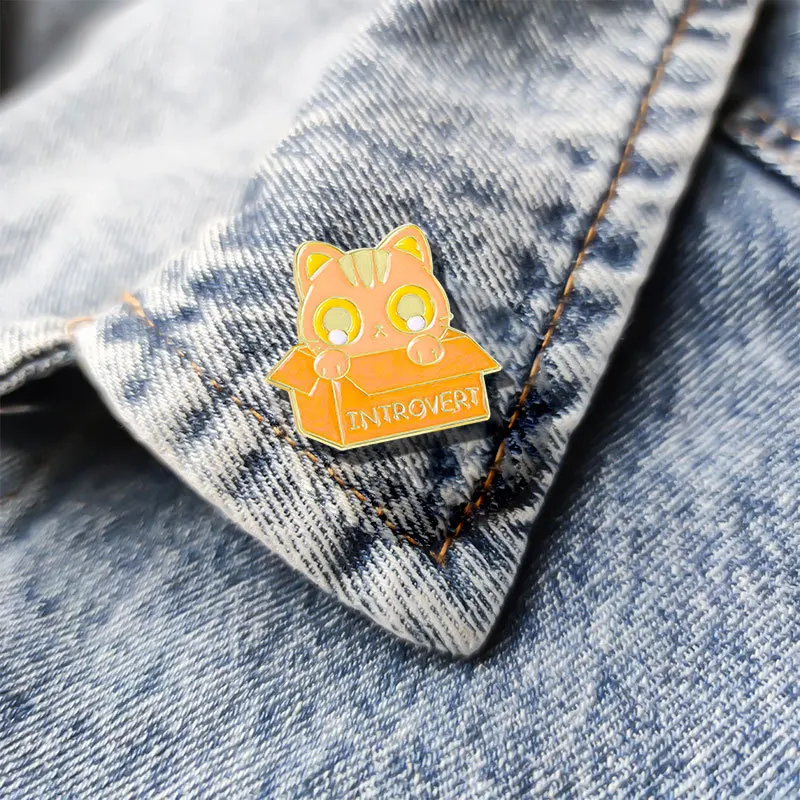 Colorful  Cat Metal Enamel Emblem Pin Jewelry Accessories Fun Black Paper Box Little Cat Grey Cute Cooking  Cat Breast Pin