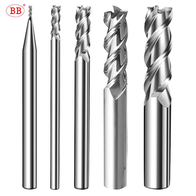

BB 3 Flutes Teeth 1.1mm~13.7mm Carbide End Mill CNC Cutter Decimal Point Diameter Aluminum Copper Mini Tool Wood Acrylic HRC55