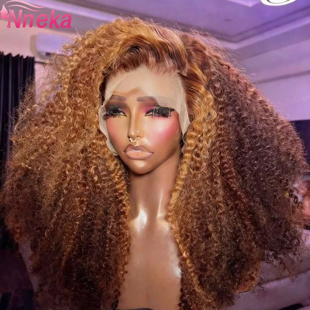 

30-36 дюймов, кудрявые парики, глубокая волна, HD-парик с кружевной передней частью, цветной бразильский парик с хайлайтами, омбре, 13x6, парик с кружевной передней частью, из натуральных человеческих волос, для женщин