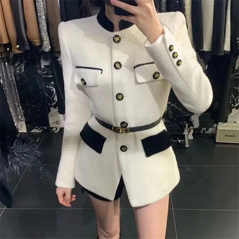 Mulheres blazer casaco novo 2025 outono manga longa casual único breasted elegante escritório cintura senhoras terno casaco topos feminino outerwe