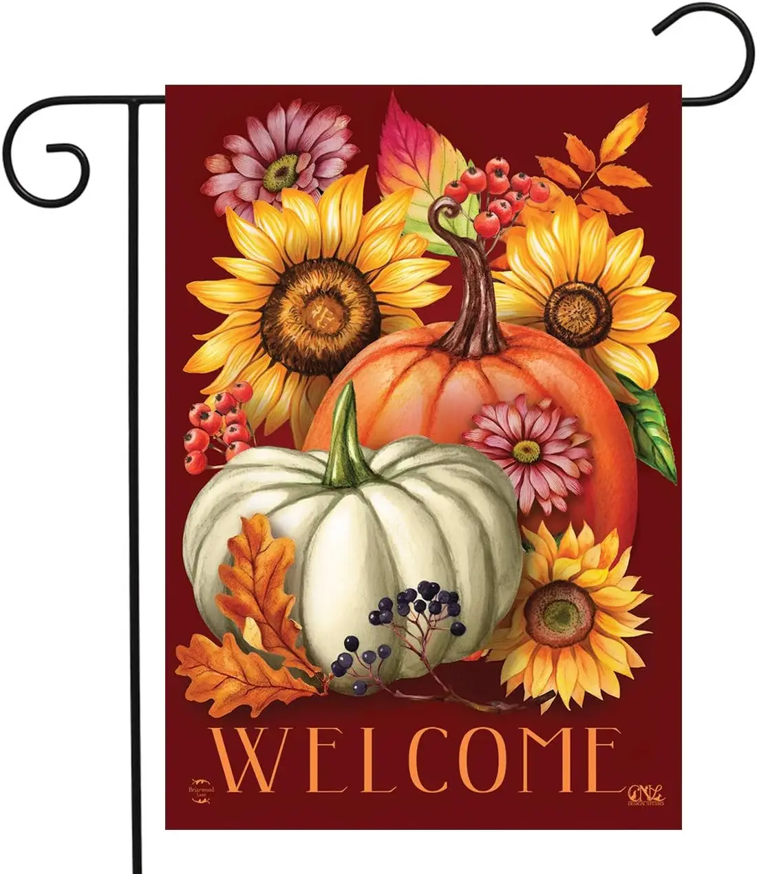 Fall Beauty Floral Garden Flag Welcome Autumn Pumpkins 12.5