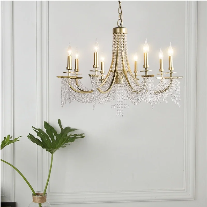 Luxe kaarskroonluchter romantische kristallen hanglamp voor villa eetkamer slaapkamer binnen decor kunst woonkamer hanglamp