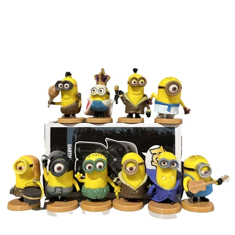 kawai 10Pcs/Set Crown Miniones Kevin Bob 3D Eye Despicable Miniones Classic collection Action Figures Toys for Kids Xmas Gifts