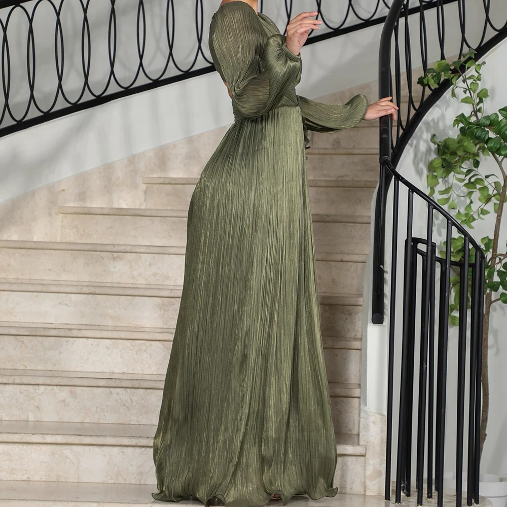 Sukienki wieczorowe w kształcie litery A, do ziemi, z dekoltem w serek, z długim rękawem, suknie balowe, modne kwiaty, proste drapowane, codzienne sukienki na przyjęcie.