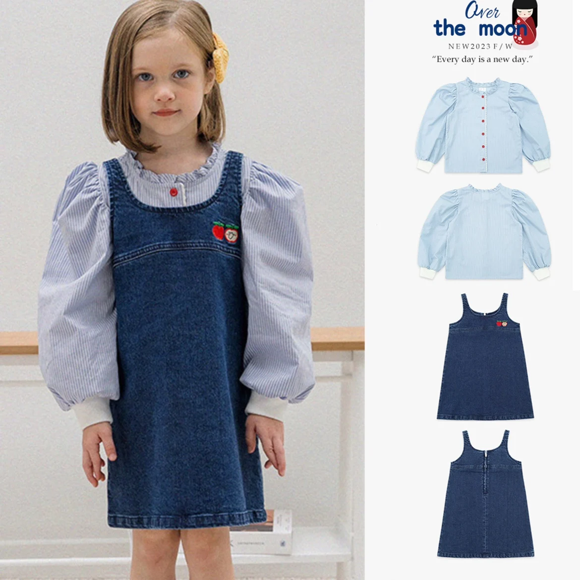 

Jenny&Dave Autumn 2023 New Product Ps Girls' Nordic Fashionable Princess Skirt for Children's Bubble Sleeves Long Sleeve Shirts