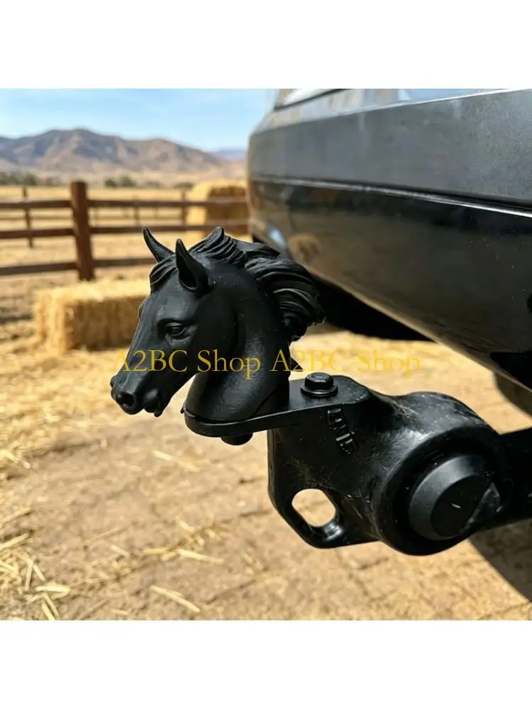 A2BC Trailer Hitch Cover Universal Trailer Hitch Decoration Caps Weatherproof Guard Protective Cover Modern Horse Head Design