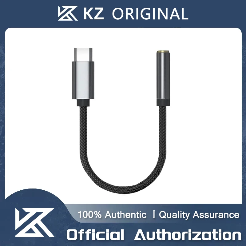 KZ AM01 Type-C To 3.5mm Audio Adapter 32bit/384kHz Hi-Fi DAC + IC Amplifier Dual Chip Earphone Audio Cable