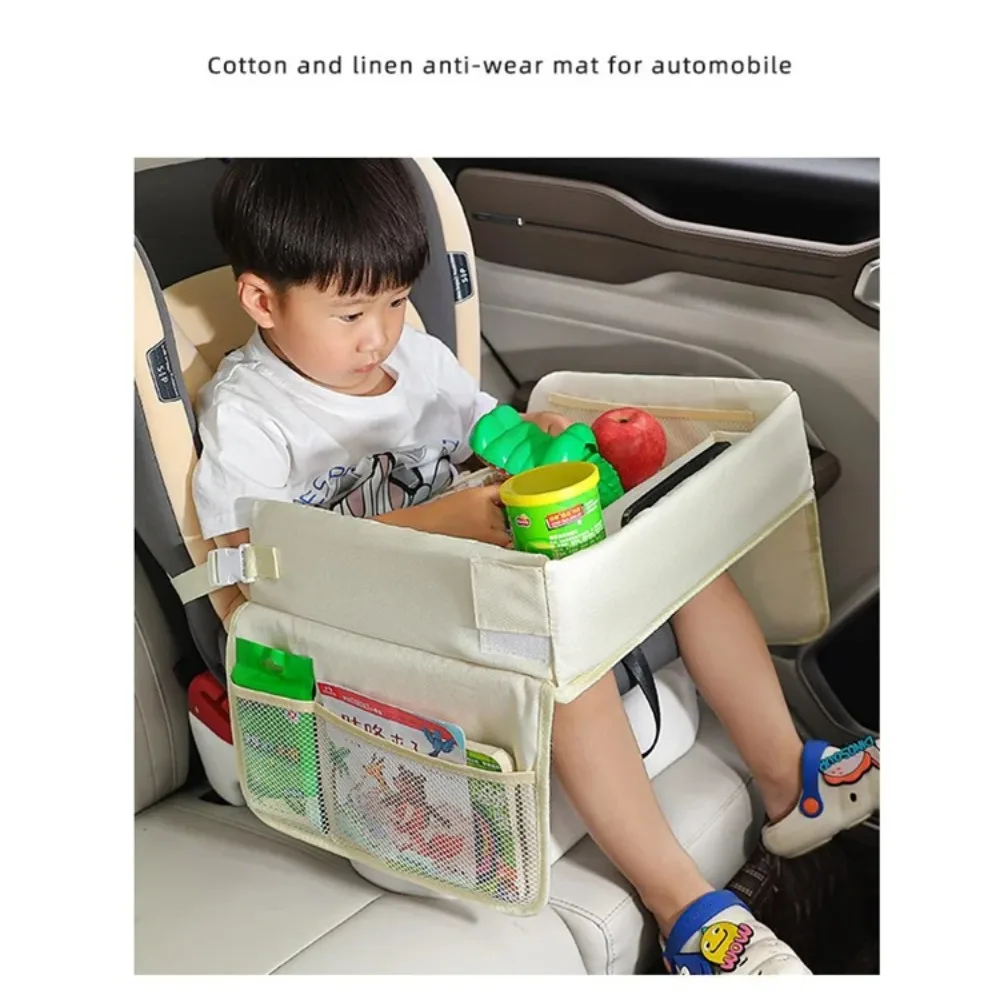Multi-functional Car Child Safety Seat Tray Large Capacity Storage Mesh Pocket Waterproof Anti-fouling Foldable Storage Babyseat