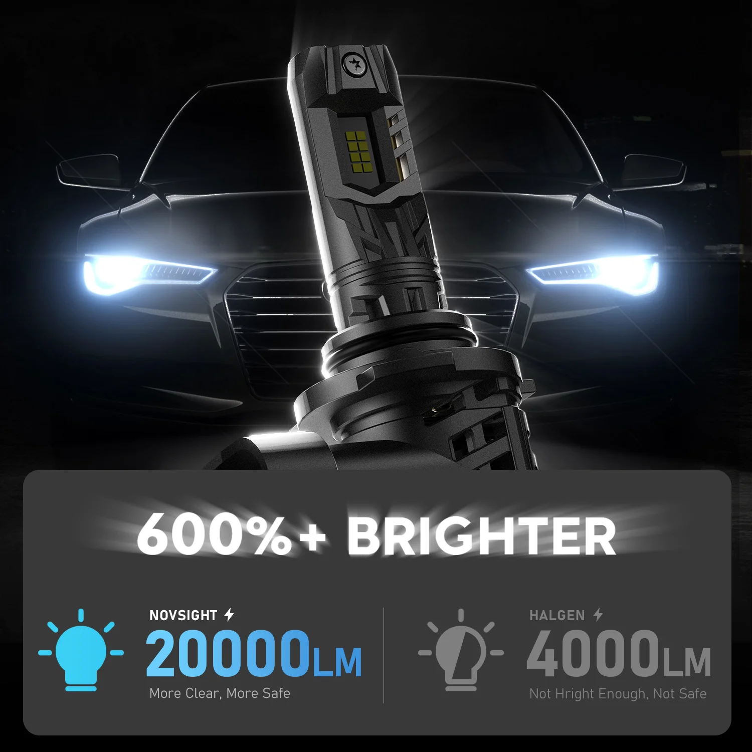 NOVSIGHT N63 9005 9006 LED سيارة العلوي السيارات رئيس مصباح لمبات 70 واط 16000LM 6500 كيلو حجم صغير مع مروحة 12-18 فولت 7535