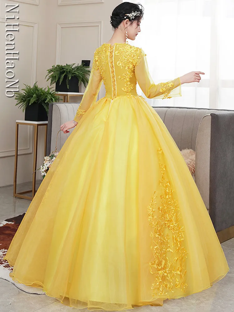 2023 New Long Sleeve V Neck Quinceanera Dresses Vestidos De 15 Anos Quinceanera Ball Gown Prom Dress