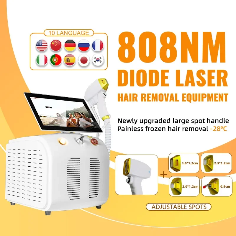 2024 Newest Triple Wavelength 808 NM Laser Diode Adjust Spots Hair Removal Machine Ice Titanium Diode Laser