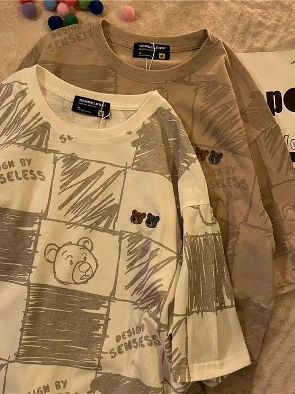 夏の新しいスタイルのナショナルタイドフルプリント漫画のクマ、ベルト、帽子、スカーフなどのカワイイファッションアクセサリー