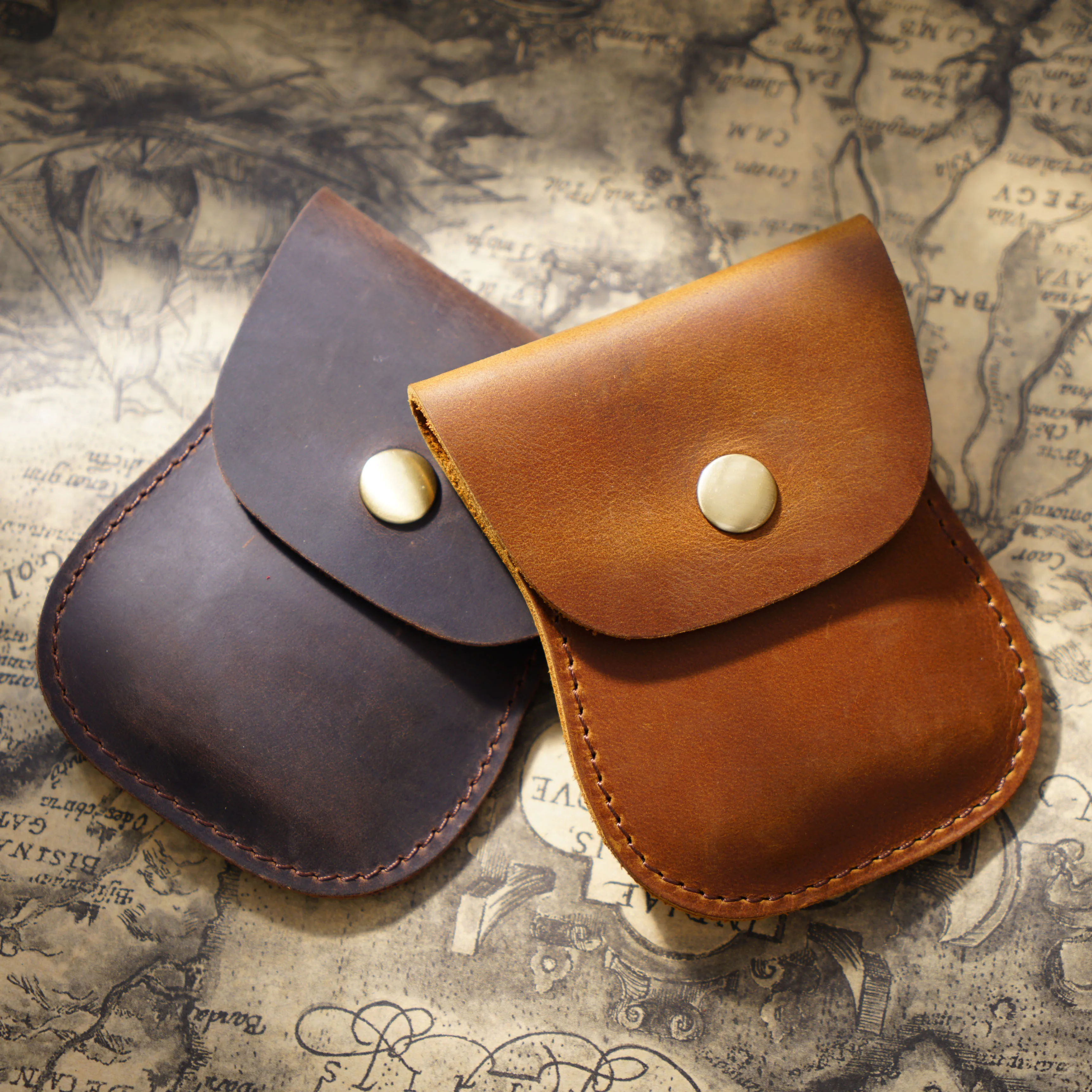Vintage Leather Card Holder Wallet for Men & Women, Handmade Crazy Horse Cowhide Minimalist RFID Blocking Coin Pocket, Retro Br