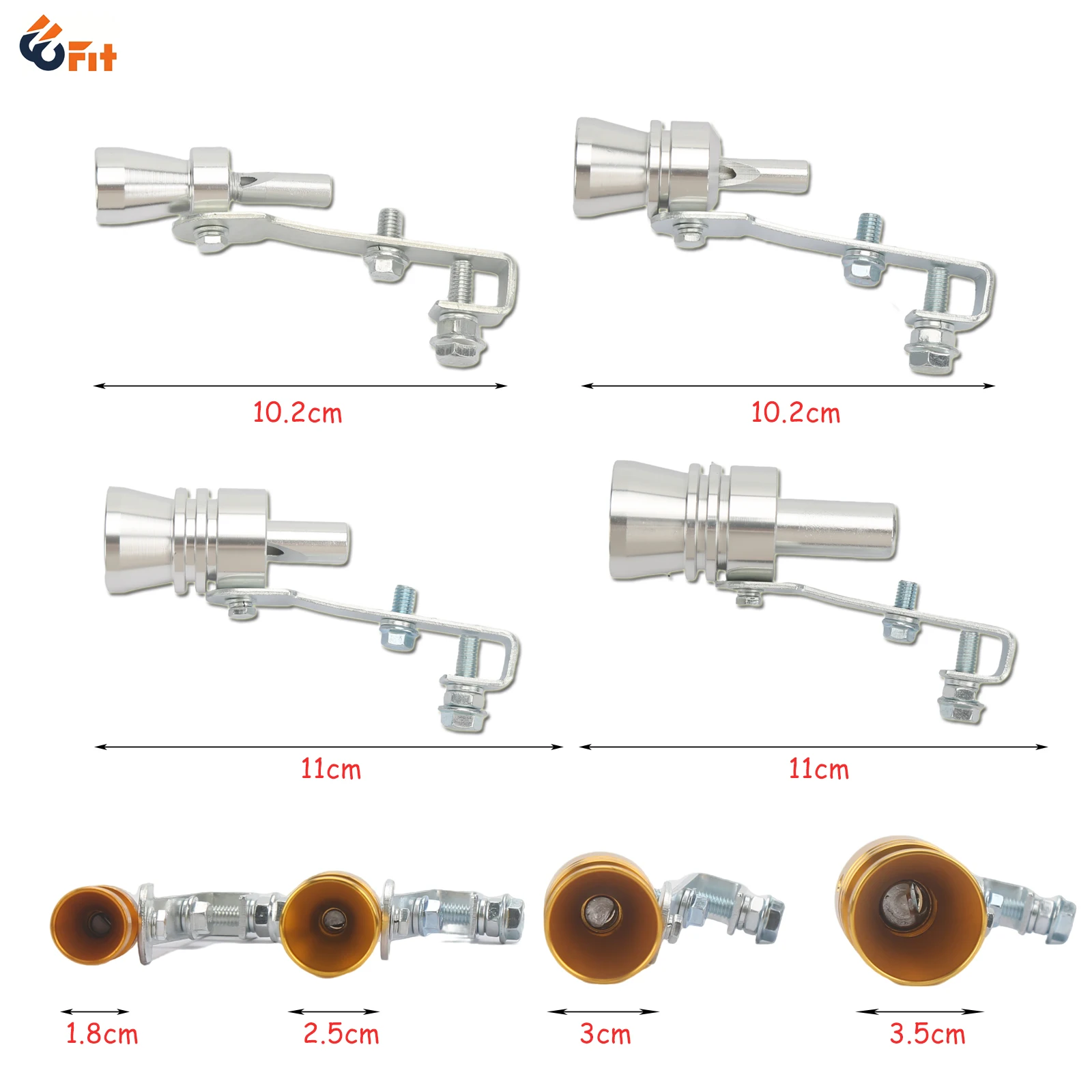 Silver Aluminum Turbo Sound Exhaust Whistle Simulator Motorcycles Car Accessories