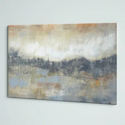 Handmade Modern Silver Foil Abstract Canvas Wall Art Landscape Oil Painting For Home Decor Featuring Scenery