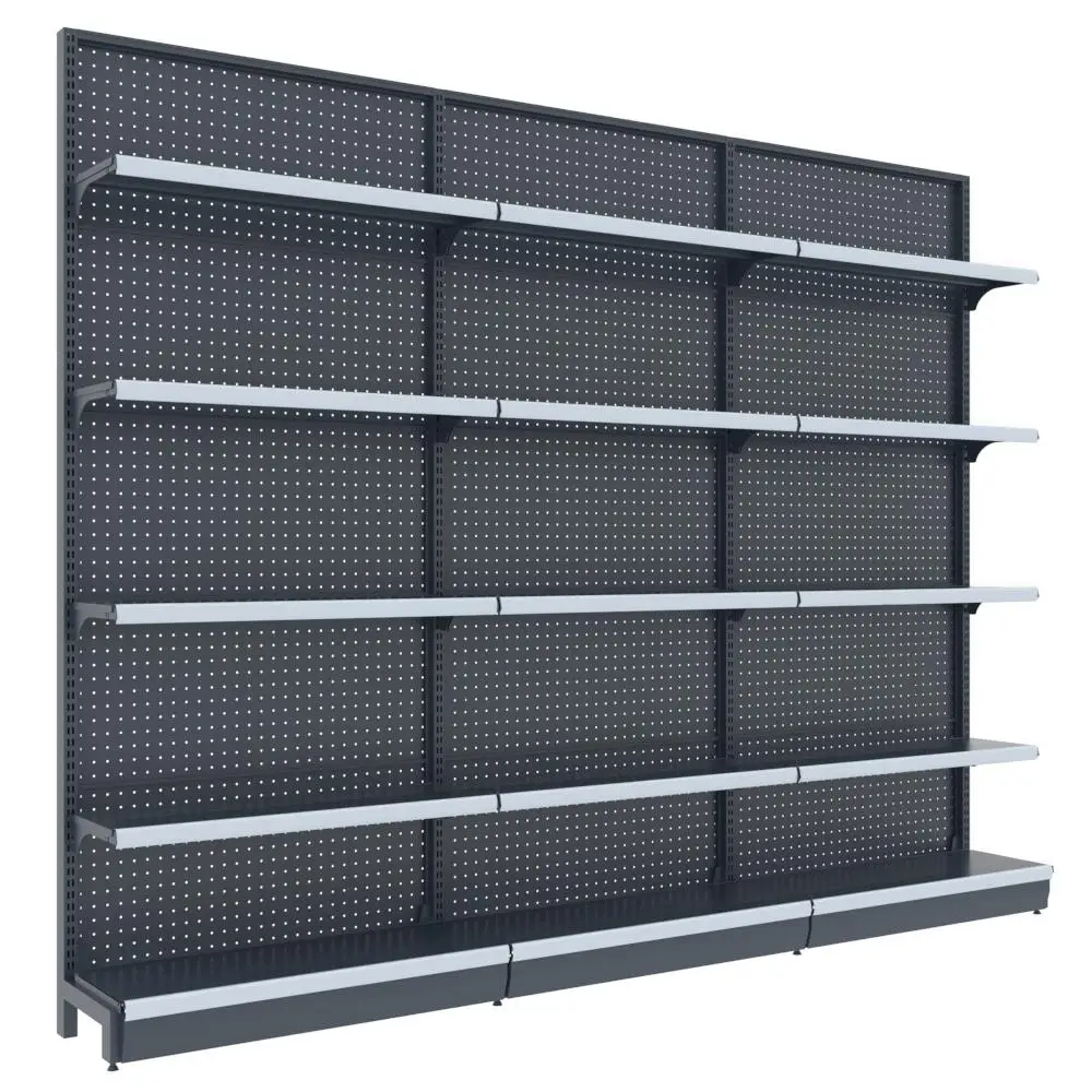 Supermarket Rack Light Duty Double Sided Metallic Gondola Shelving For Retail Store Factory Price Shop Shelving Shelf