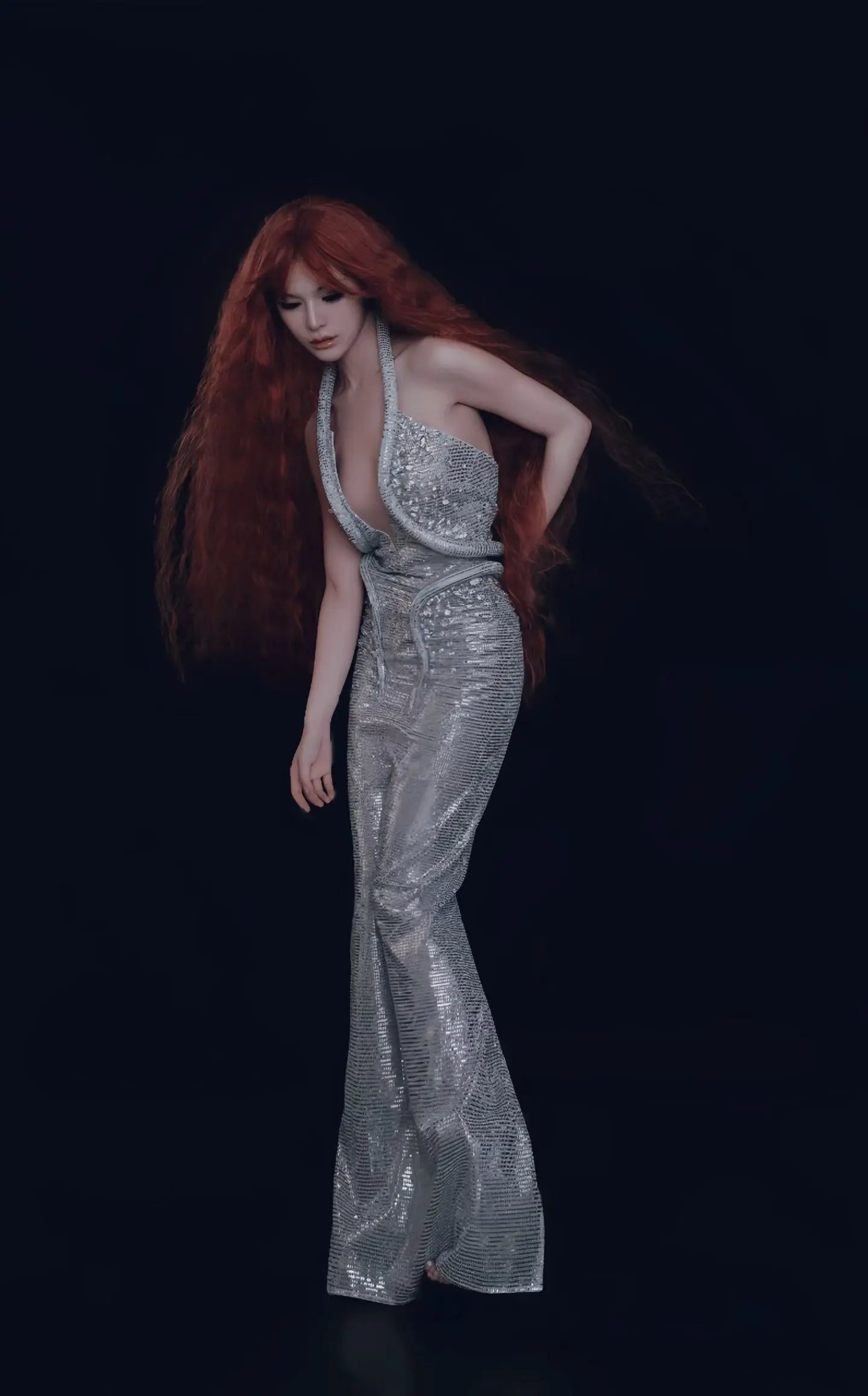 Yaonao Luxury Women Full Diamond Dress Sexy V-neck Crystal Diamond Hanging Neck Dress Prom Gowns Birthday Cocktail Dinner Dress