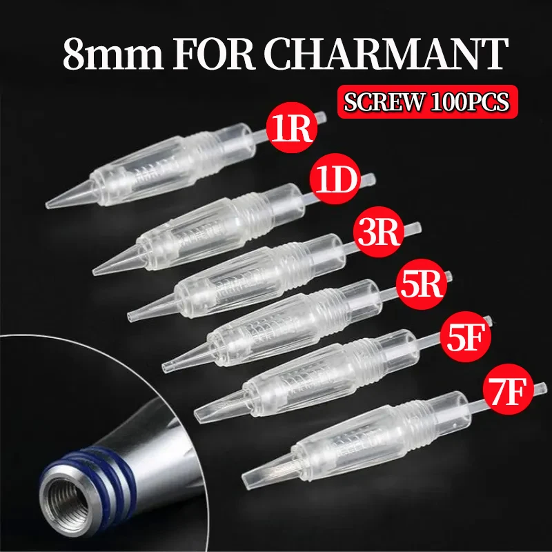 

100/50/20/10pcs Tattoo Cartridge for Charmant Needle Machine Permanent Makeup Eyebrow Lip 1R/5R Tattoo Mahcine Pen Accessiroes