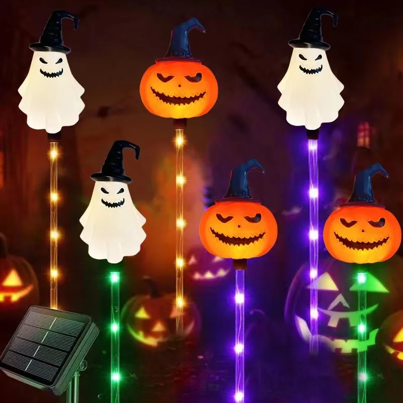 Imagem -02 - Halloween Pumpkin Garden Stake Lights Decorações Solares Quintal Stake ao ar Livre Impermeável Iluminado para Jardim Pátio