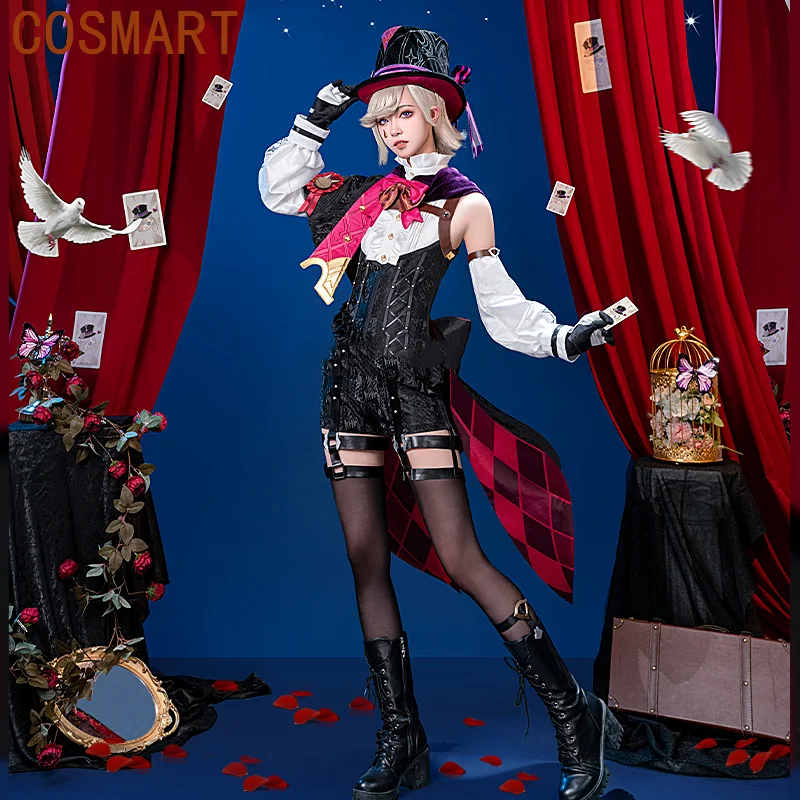 

COSMART Genshin Impact Lyney Magician Game Suit Cool Gorgeous Uniform Cosplay Costume Halloween Carnival Party Role Play Outfit