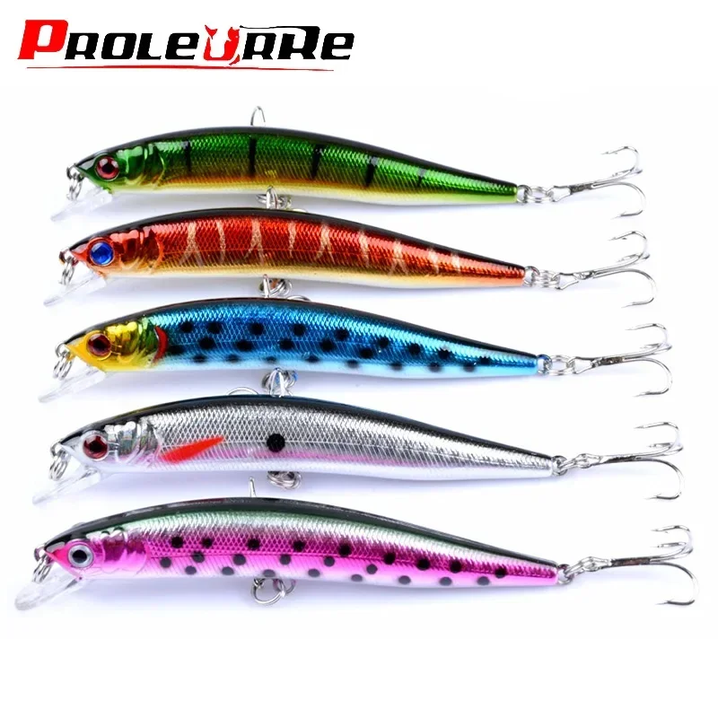 

5 Pcs/Lot Mixed Colors Fishing Lure Set 10cm 8g Floating Minnow Wobblers Aritificial Hard Bait 6# Hooks Bass Tackle Kit