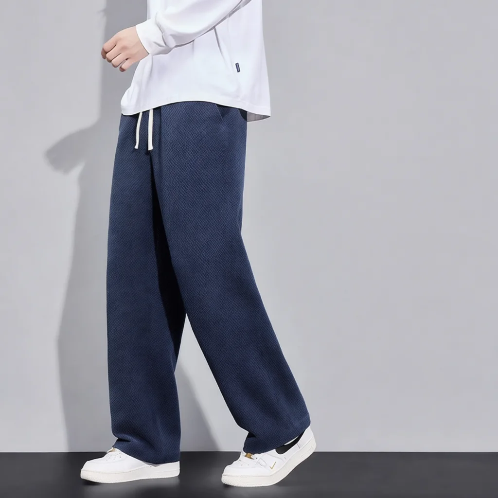 Mens Straight Fit Trousers Knitted Casual Sportswear Durable Scratch Resistant Tactical Bottoms Comfortable Elastic Waist Spring
