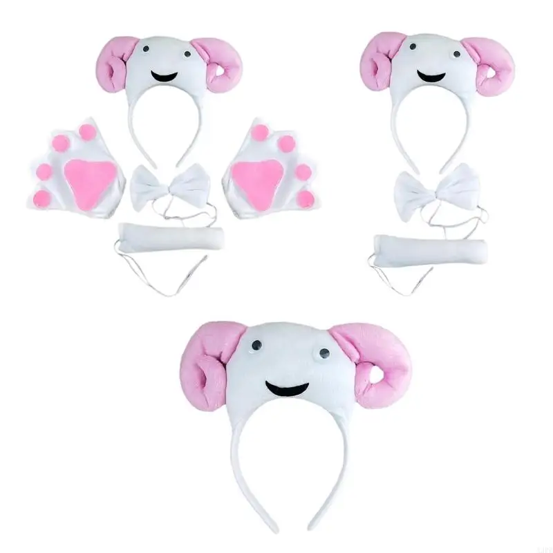 Owce na głowę opaska na głowę rękawiczki Bowtie Halloween Animal strój dla dzieci dorosłych