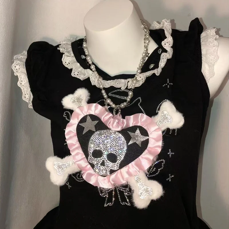 

Bag Pendant Keychain Necklace Love Skull Subculture Y2k