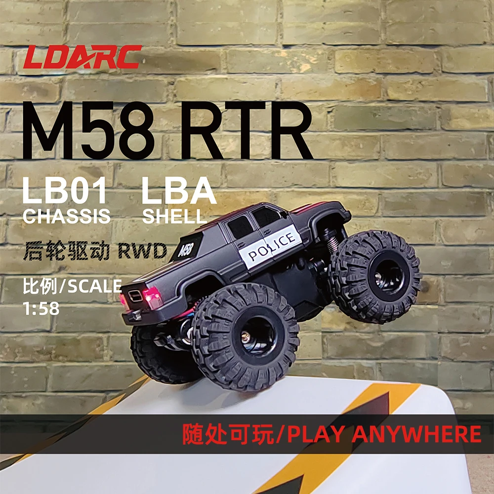 LDARC M58 RC Truck, pojazd terenowy 2,4 GHz 1/58 RC Elektryczny zdalnie sterowany model samochodu Zabawka stołowa dla dorosłych i dzieci