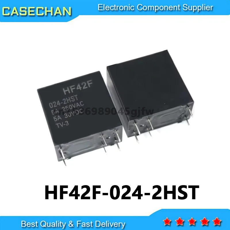 10PCS HF42F-024-2HST ( Replaces of FTR-F4AK024T F4AK024T ) 24V DC 5A 250VAC 5A 30VDC POWER RELAY 2 POLE 5A TV-3