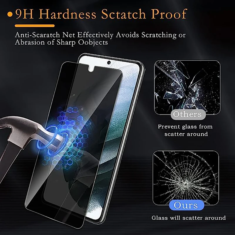 Anti Spy Tempered Glass For Samsung Galaxy S24 S23 Ultra Privacy Screen Protector S22 S21 Plus Note 20 5G Fingerprint Unlock