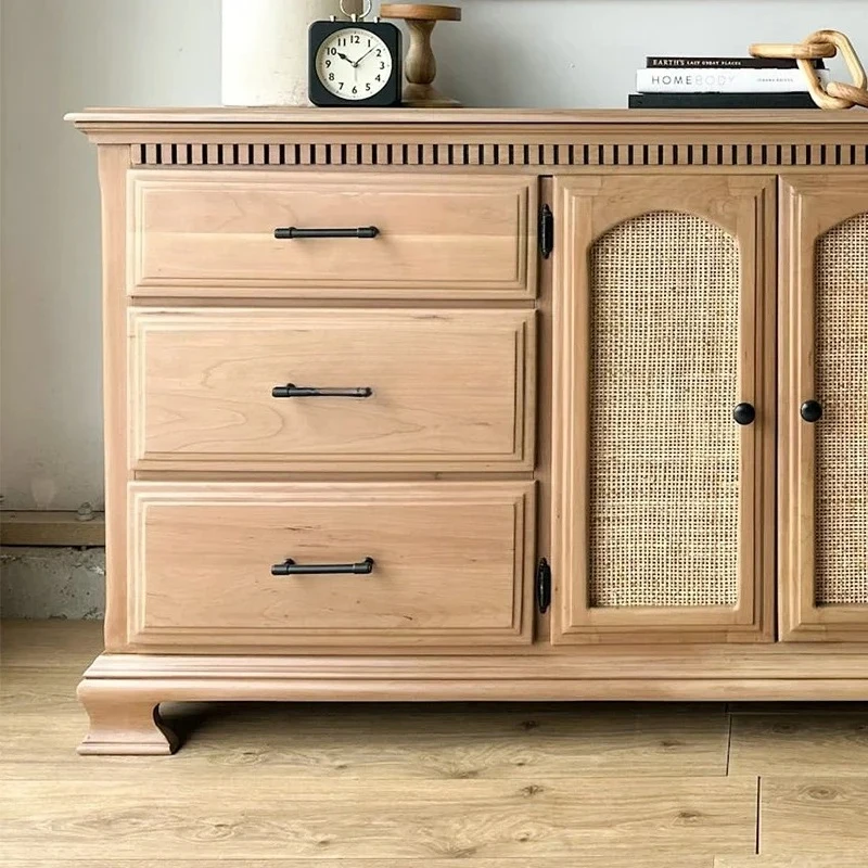 Французский ретро обеденный боковой шкаф из цельного дерева, прикроватный шкаф для спальни, гостиная, ящик для хранения, крыльцо, декоративная кабина