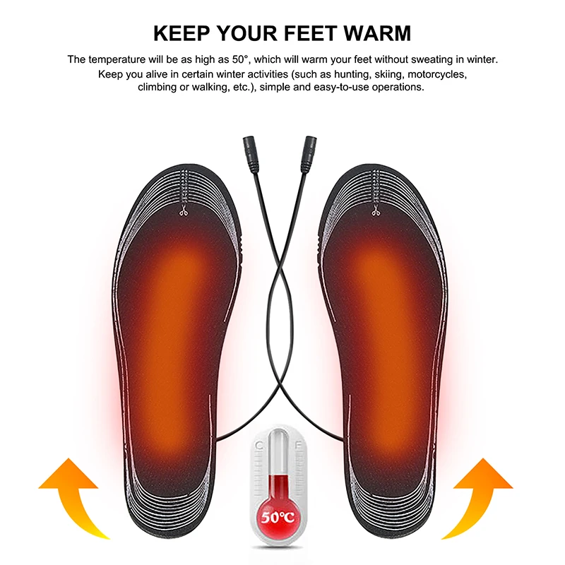 USB Heated Shoe Insoles Electric Foot Warming Pad Feet Warmer Sock Pad Winter Outdoor Sports Heating Insole Winter Warm Cushion