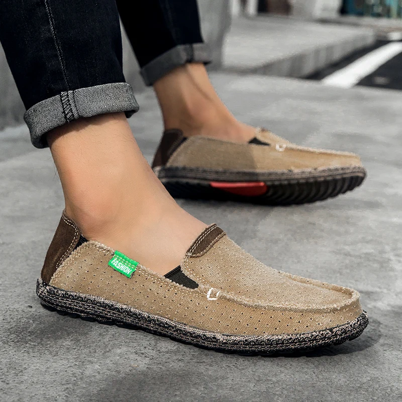 Men 2026 New Leisure Sneakers Spring Summer Breathable Lightweight Outdoor Canvas Shoes Large Size Men's Shoes Walking Loafers