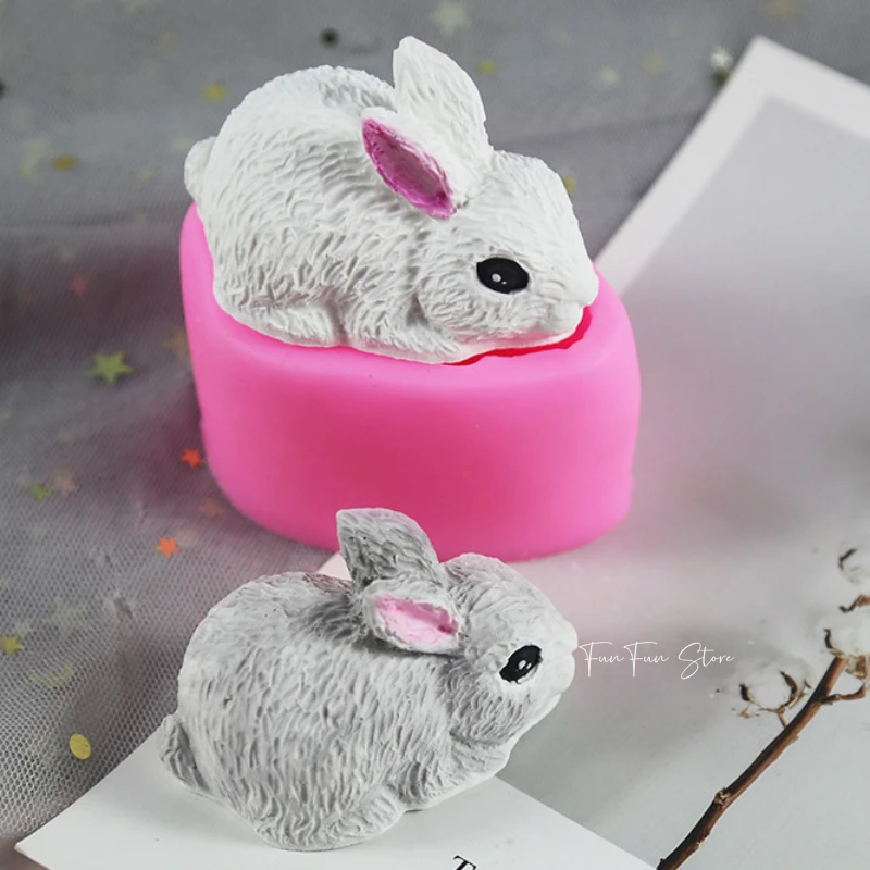 3D Rabbit Silicone Candle Mold Easter Bunny Fondant Cake Chocolate Desser Silicone Mould Mousse Cookie Making Kitchen Tools