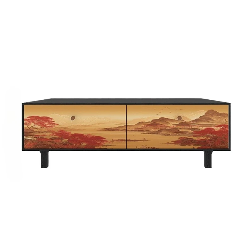 

Китайский ретро журнальный столик из цельного дерева, бытовой прямоугольный журнальный столик для гостиной, элитный атмосферный пейзажный живопись, чайный столик