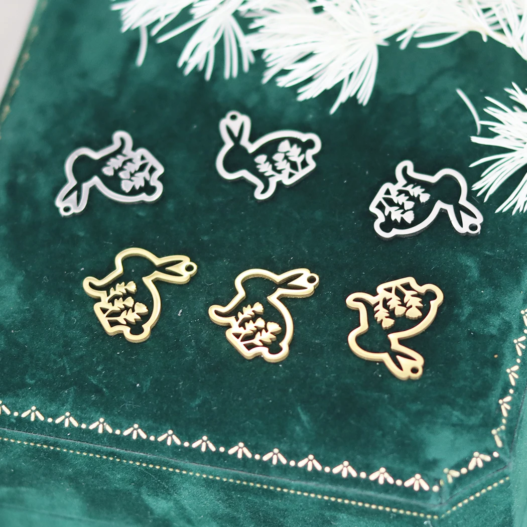 3pcs Animal Charms Fox Fish Tail Cat DIY Craft Earrings Necklace Jewelry Making Cross Sword Dragon Snake Stainless Steel Pendant