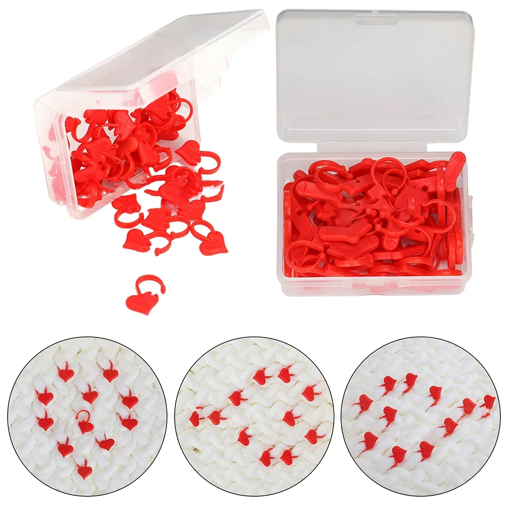 Plastic Knitting Tools Locking Stitch Markers Crochet Latch Knitting Tools Needle Clip Hook Red Heart Socks Shaped