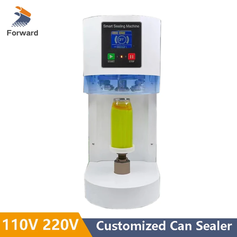 110V 220V English Panel Smart  Intelligent Tin Can Sealing Machine Manual No Rotary PET Bottle Can Sealer For Beer Food Beverage