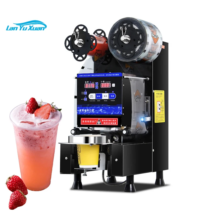 High speed plastic cup sealer automatic milk bubble tea cup sealing machine cold/hot drink plastic cup sealing packaging machine