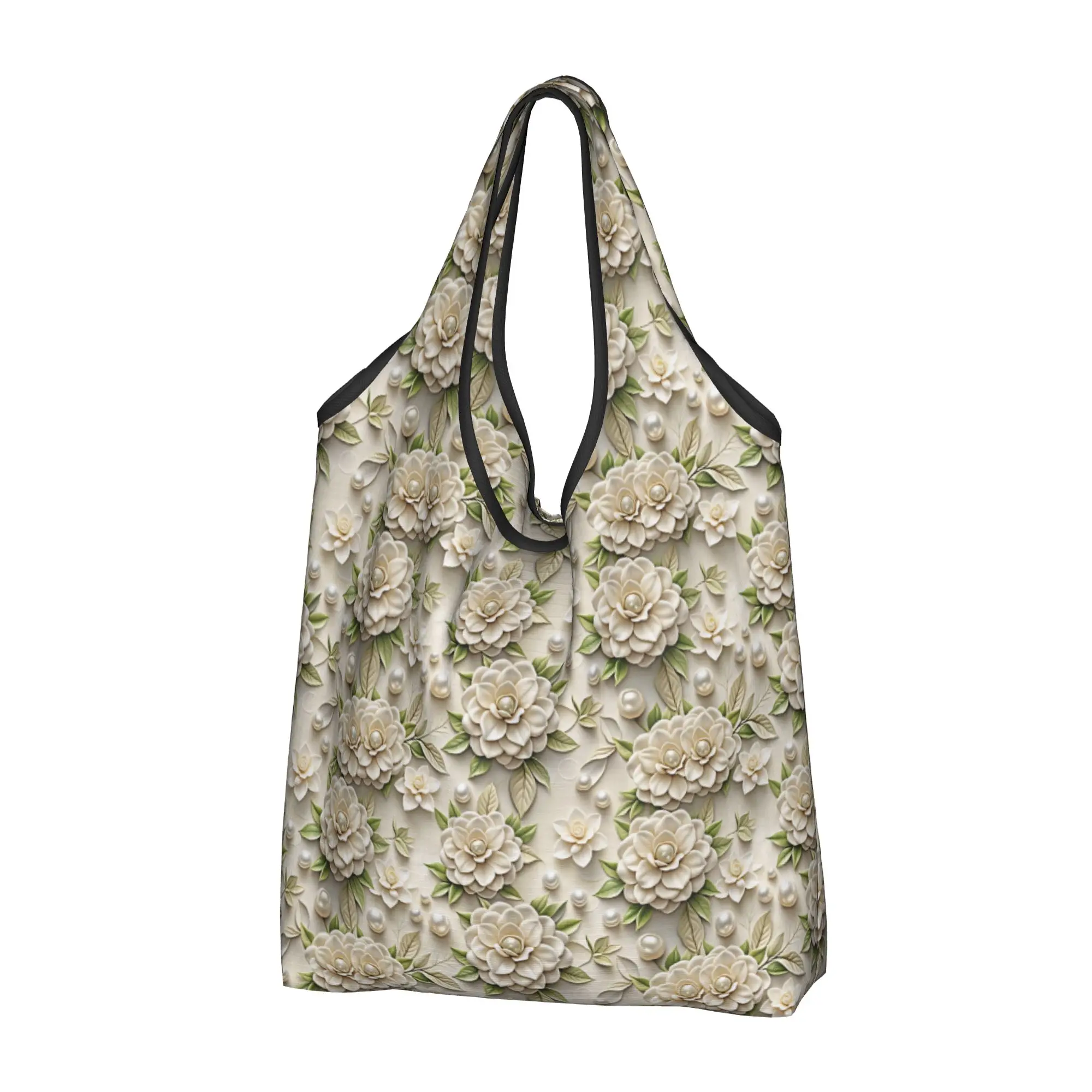 Fashion Trend 3D Flowers Grocery Shopping Tote Bag Women Custom Luxury High 3D Floral Shopper Shoulder Bag Big Capacity Handbags