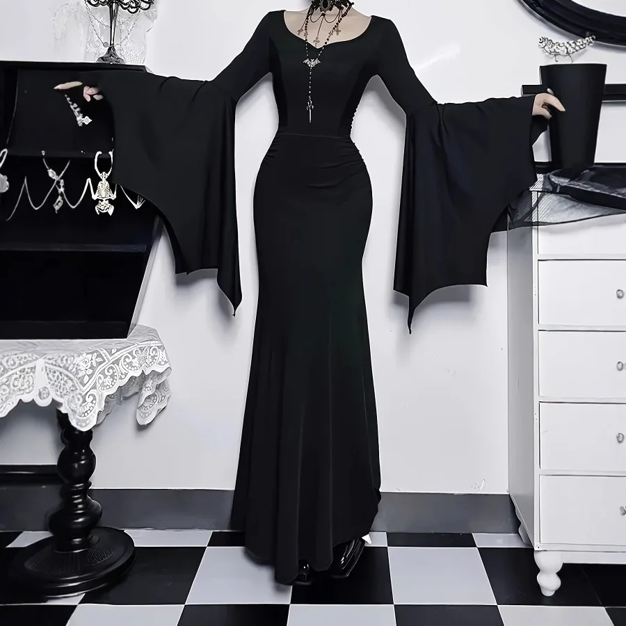 

【Новый стиль】 Европейское и американское готическое платье в стиле hot girl с темпераментным дизайном, облегающее, с рукавами-крылышками и подолом в форме хвоста русалки.