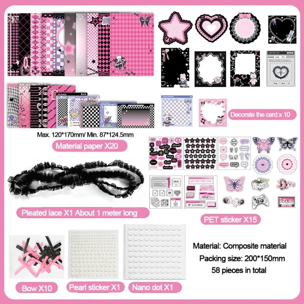 Paper Stickers DIY Itabag Insert Material Lace Ribbon Flower Itabag Decor DIY Material Creative Retro