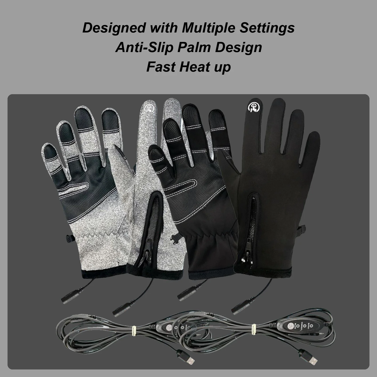 

Перчатки с подогревом, зимние перчатки с USB-подогревом и сенсорным экраном, 3 настройки, зимние варежки, обогреватель для женщин и мужчин, езда на велосипеде