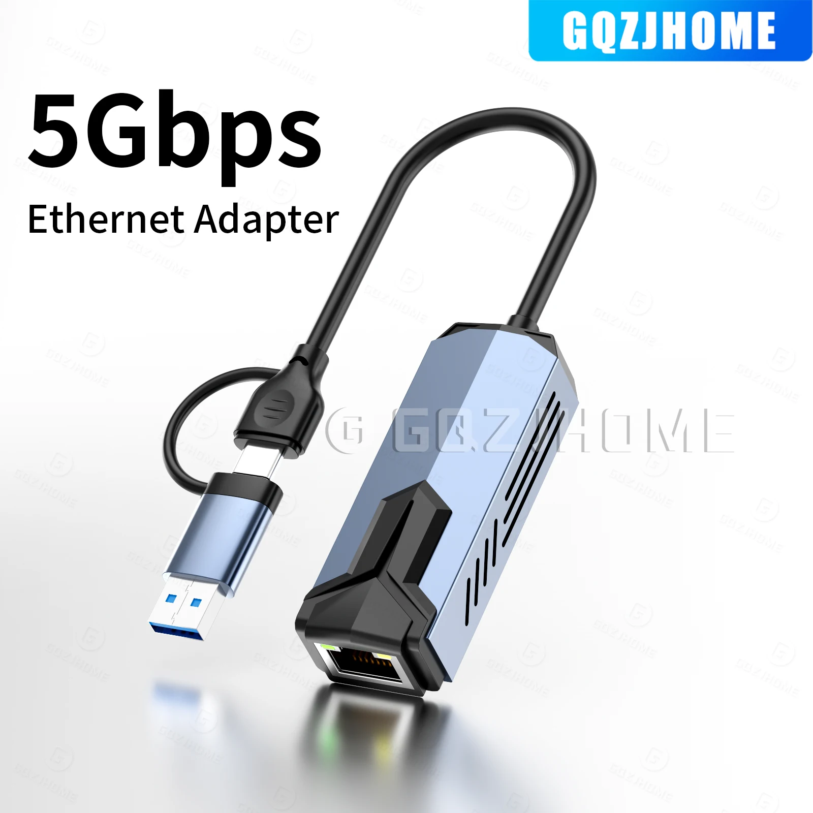 5G USB Ethernet Adapter 5000Mbps USB3.0 Network Card for Laptop PC NAS Server Windows Mac OS USB-A/C Internet Adapter